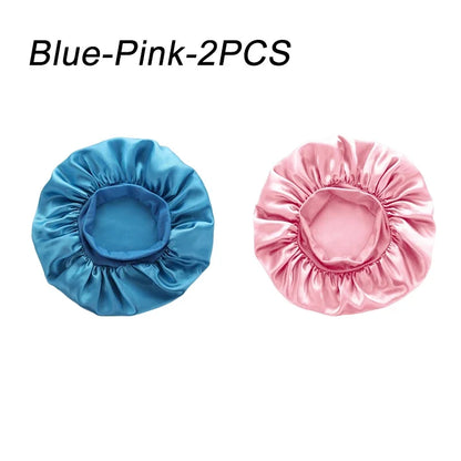 New Women's Satin Solid Wide-brimmed Sleeping Hat Unisex Head Wrap Elastic Band Cap Hair Care Bonnet Night Hat bonnet de nuit