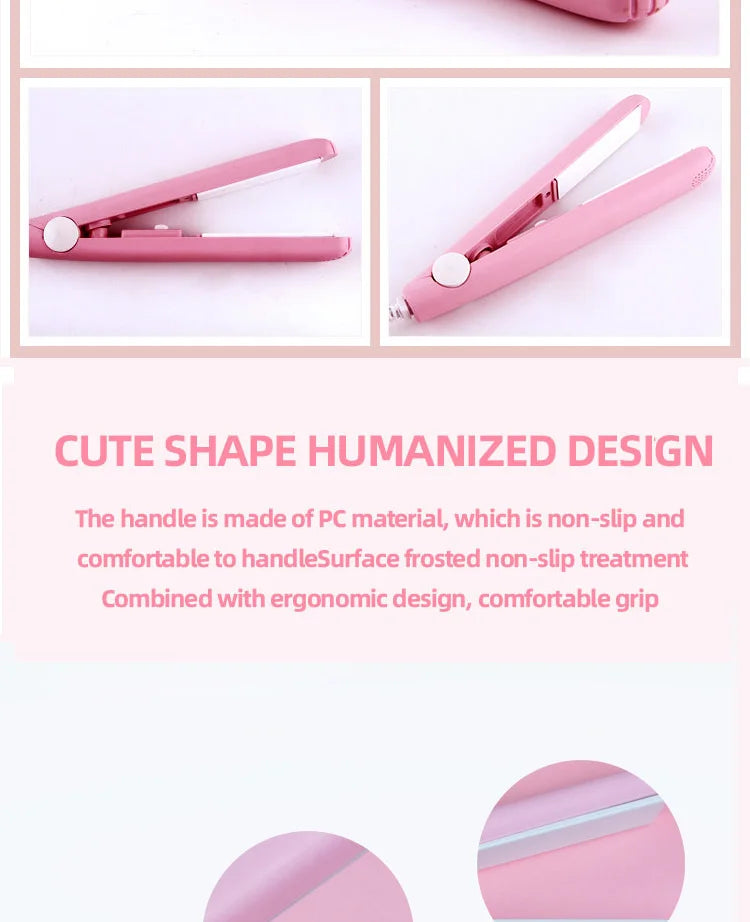 Mini Hair Straightener Clipboard Small Power Plug Curling Hair Straight Hair Girls Air Bangs Portable Hair Straightener