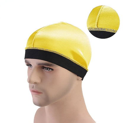 Silky Dome Cap For Making Wigs Men Satin Elastic Band Bandanas Bottom Cap Spandex Cooling Cap Silk Based Beanie Bonnet  Wave Cap