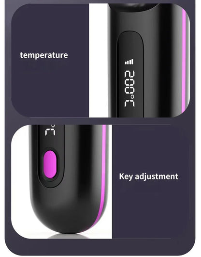 LCD Straight Hair Comb Portable Travel Hair Straightener Anti-Scald Heated Styling Brush USB Charging Cordless Hair Straightener