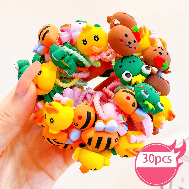 30pcs Children's Hair Circles Small Size Girl Cute Flower Non Harmful High Elastic Headband Baby Tied Little Jiujiu Rub