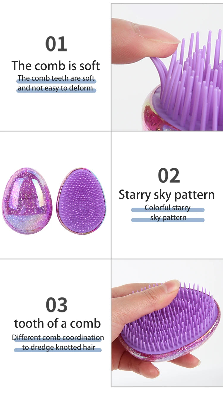 Mini Detangling Hair Brush Egg Round Shape Scalp Massage Hairbrush Tangled Hair Comb Salon Hairdress Hair Styling Comb Travel