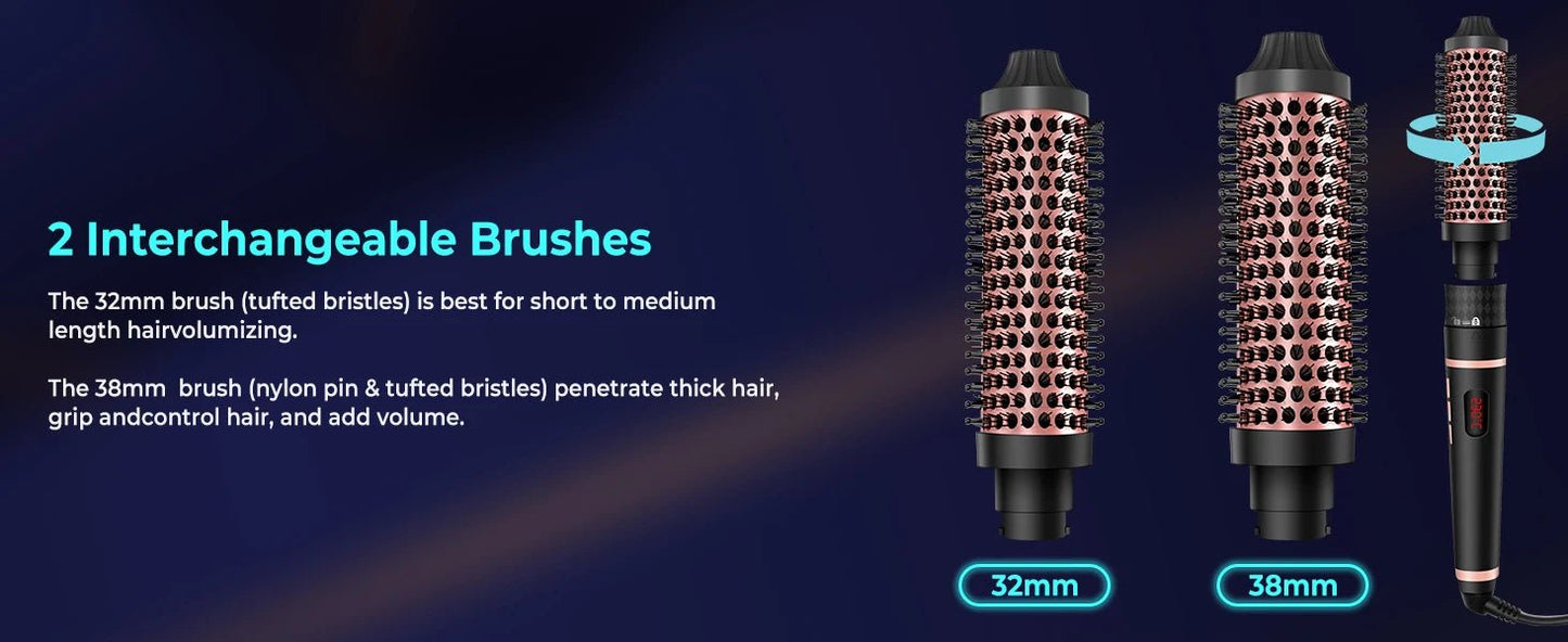 Replaceable Thermal Brush 1.5 Inch Ionic Heated Round Brush Creates Blowout Look Thermal Round Brush Curling Iron