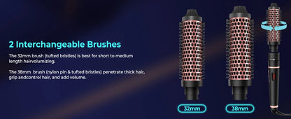 Replaceable Thermal Brush 1.5 Inch Ionic Heated Round Brush Creates Blowout Look Thermal Round Brush Curling Iron