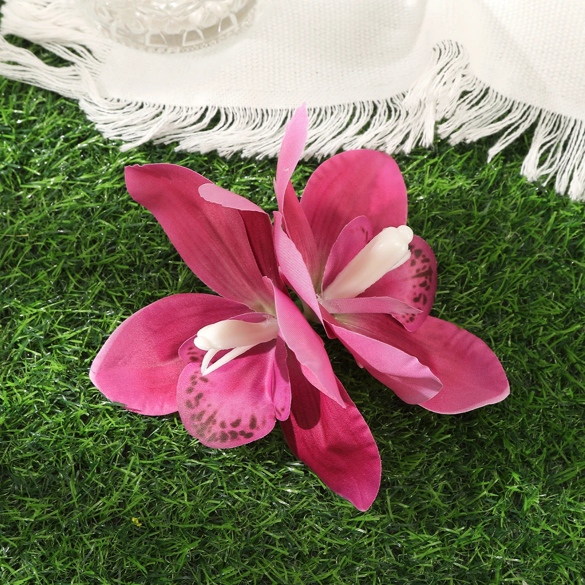 AWAYTR Artificial Pink Flowers Hairpin Party Flower Girls Barrette Bohemian Side Bangs Clip Small Hair Clips Hair Accessories