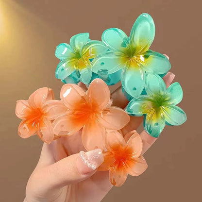 New Candy Color Flower Hair Claw Clips for Women Sweet Large Gradient Shark Clip Hair Claw Crab Clamp Barrettes Hair Accessories