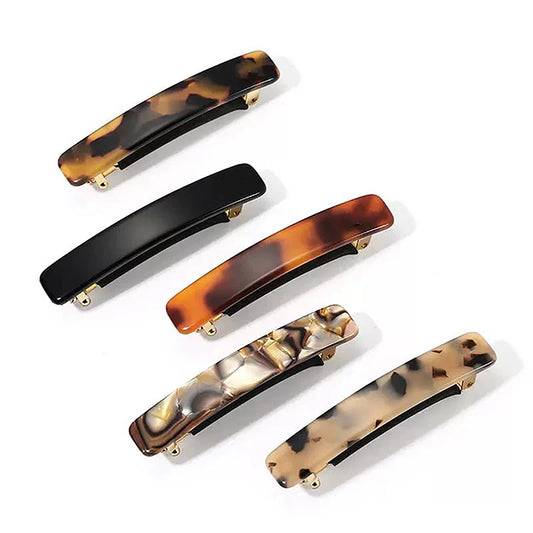 Elegant Leopard Hair Clips Acetate Vintage French Hairpin Colorful Geometric Marble Spring Clips Simple Fashion Hair Accessories