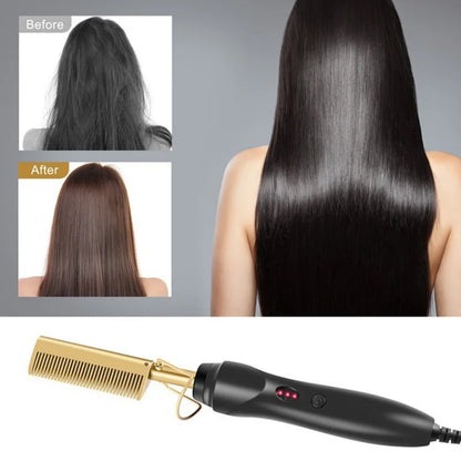 Electric Hot Heating Comb Hair Straightener Curler Flat Irons Wet Dry Hair Iron Straightening Brush Hair Styling Tools