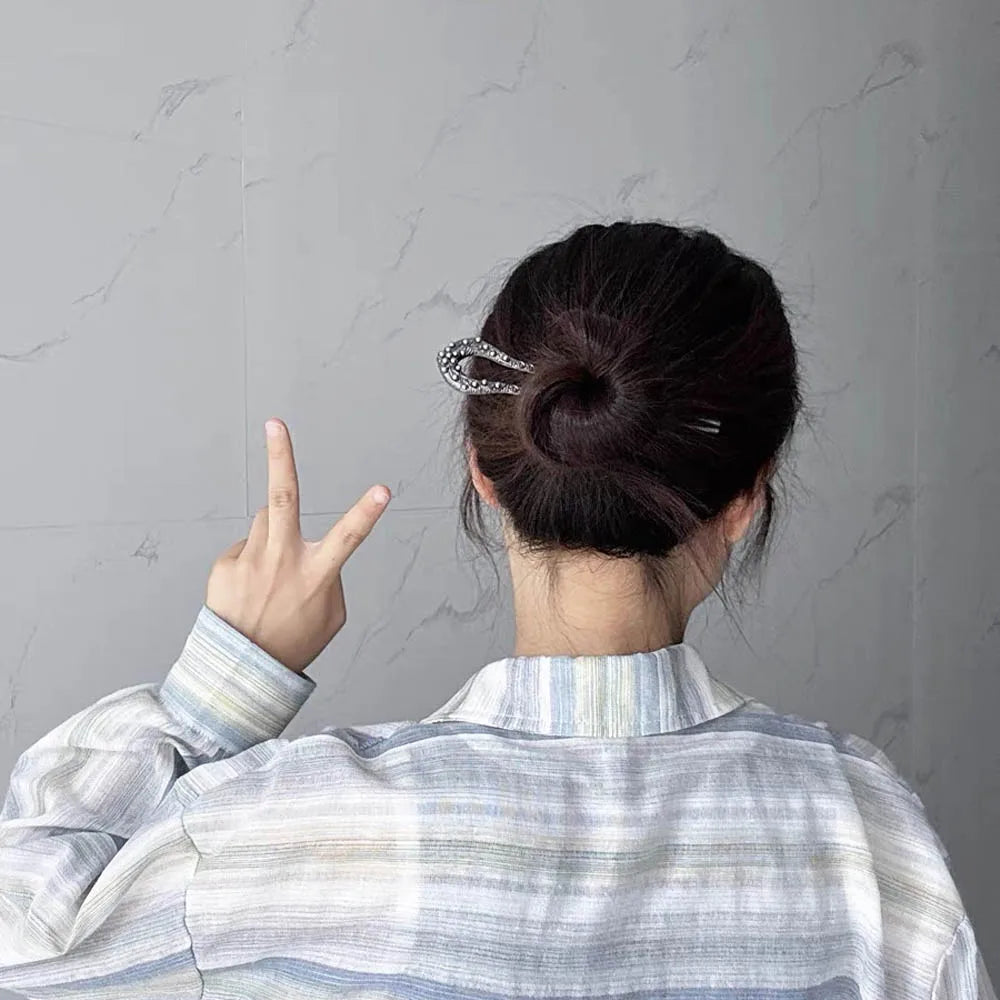 U자비녀 Pearl Flower Hairpin New Chinese Modern Simple Updo U-shaped Hairpin Hanfu Hair Accessory Hula Girl Hair Accessories 2025
