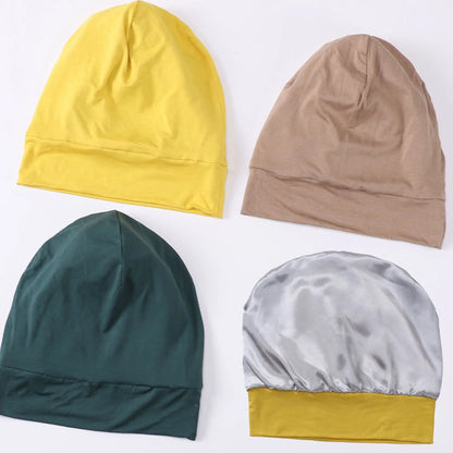 Double Layers Satin Hair Care Nightcap For Curly Hair Long Hair Women Men Reversible Satin Bonnet Hair Caps Accessories Headwear