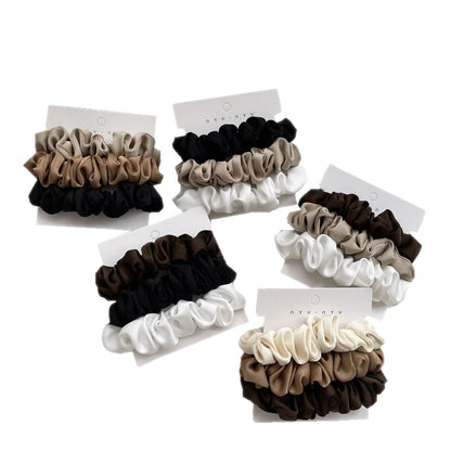 3Pcs/set Silk Satin Scrunchies Women Solid Color Hair Rope Elegant Ponytail Holder Rubber Band Elastic Hairband Hair Accessories