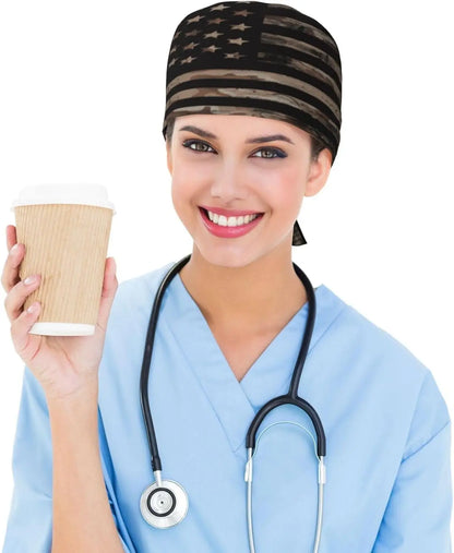 Japanese Wave Working Cap Scrub Cap with Sweatband Adjustable Unisex Women Tie Back Hat Nurse  Caps