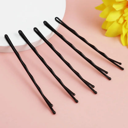 60/600pcs Black Straight Line Hair Clip U-shaped Needle Lady Hairpins Curly Wavy Grips Women Bobby Pins Styling Hair Accessories