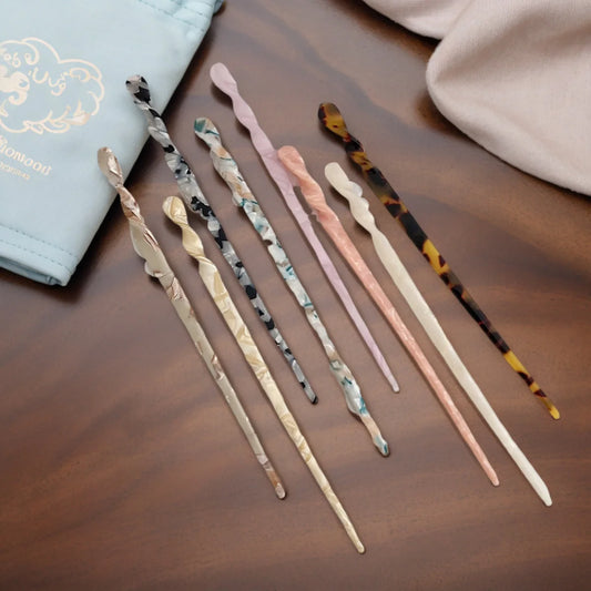 Vintage Women's Long Hairpin New Beauty Casual Acetate Leopard Colorful Hair Sticks Chinese Style Girls Hair Accessories