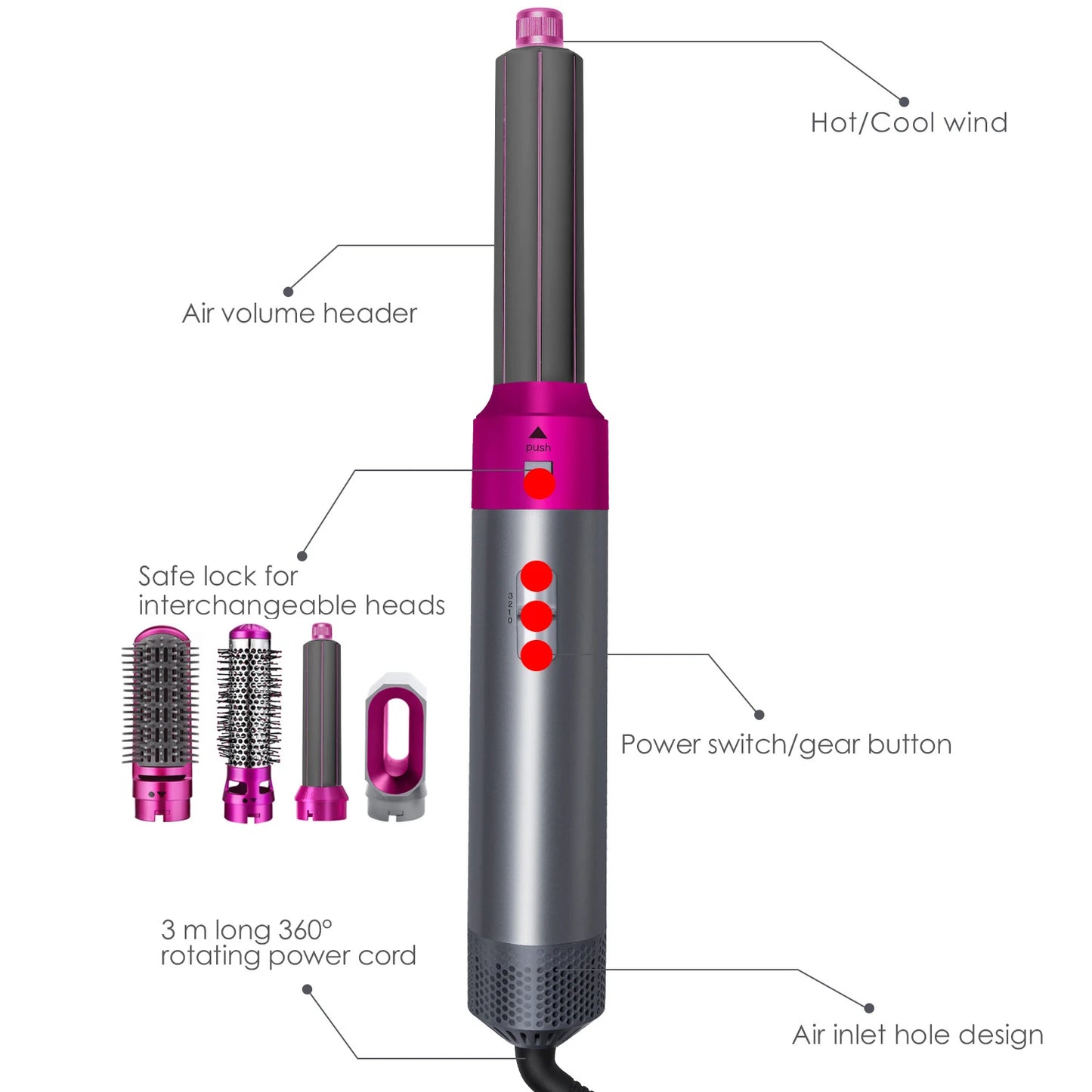 Multifunctional 5 In 1 Hair Straightener Curler Styling Set For Dyson Airwrap Hair Dryer Hair Plate Hot Comb Styling Appliance