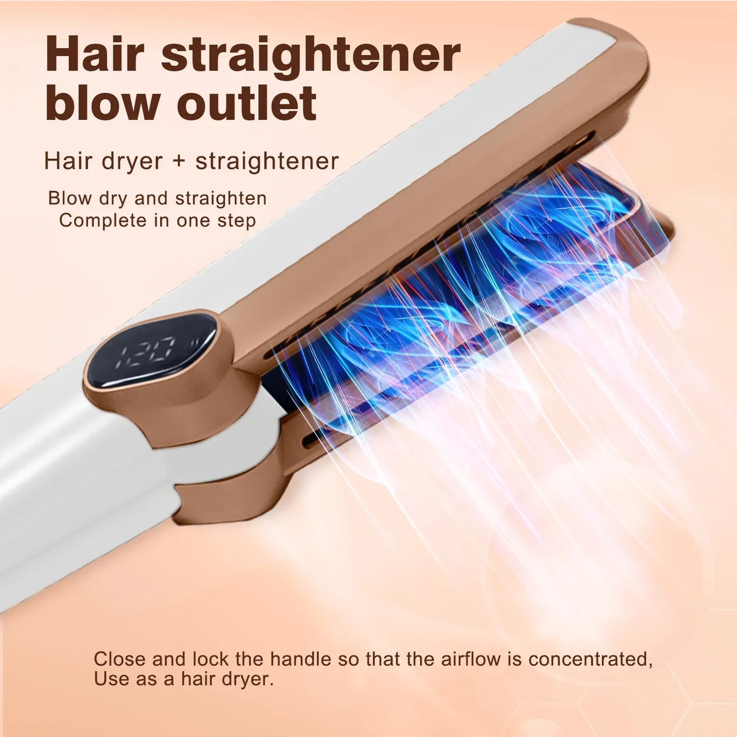 2in 1 LCD Display Professional Negative Ion Air Flow Straightening Hair Straightener Hair Dryer Hair Negative Ion Flat Iron