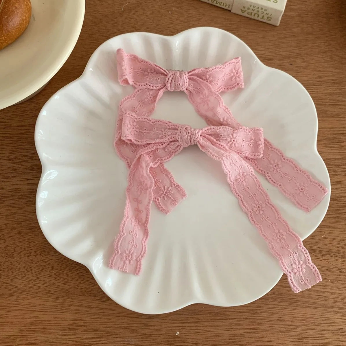 1 pair Sweet Girls Hair Clips Lace Pink Heart Lolita Bow Hairpin for Female Lolita Hair Clip Hair Accessories Barrettes Headwear