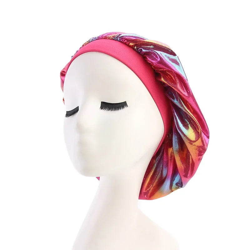 Single-Layer Shower Cap Women Satin Bonnet Sleeping Hat Female Hair Protect Hat Confinement Cap Head Cover Bathroom Accessories