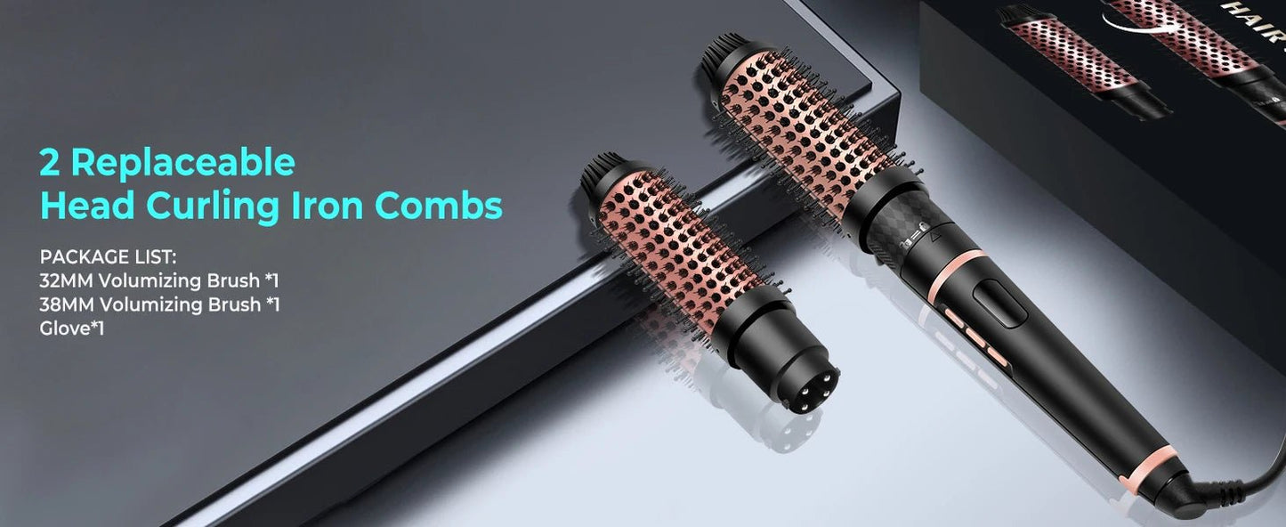 Replaceable Thermal Brush 1.5 Inch Ionic Heated Round Brush Creates Blowout Look Thermal Round Brush Curling Iron