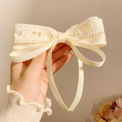 1 pair Sweet Girls Hair Clips Lace Pink Heart Lolita Bow Hairpin for Female Lolita Hair Clip Hair Accessories Barrettes Headwear