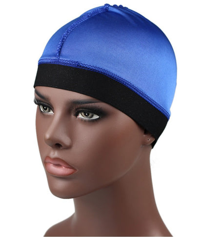 Silky Dome Cap For Making Wigs Men Satin Elastic Band Bandanas Bottom Cap Spandex Cooling Cap Silk Based Beanie Bonnet  Wave Cap
