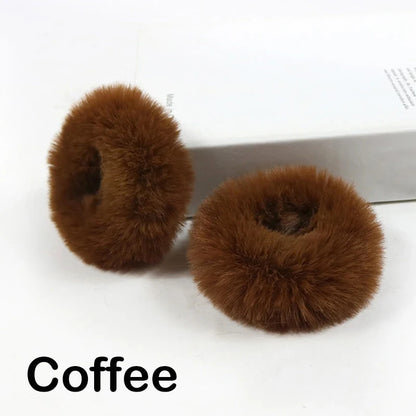 2Pcs Baby Girls Plush Elastic Hair Bands Small Rubber Band Hair Rings For Children Furry Scrunchies Hair Ties Hair Accessories