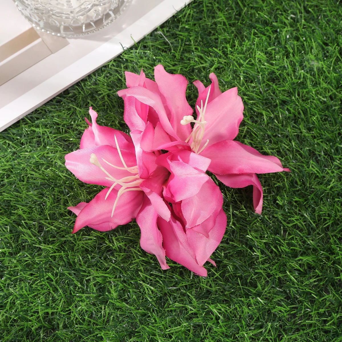 AWAYTR Artificial Pink Flowers Hairpin Party Flower Girls Barrette Bohemian Side Bangs Clip Small Hair Clips Hair Accessories