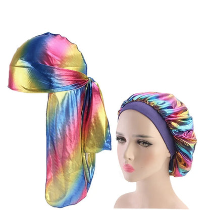 Single-Layer Shower Cap Women Satin Bonnet Sleeping Hat Female Hair Protect Hat Confinement Cap Head Cover Bathroom Accessories