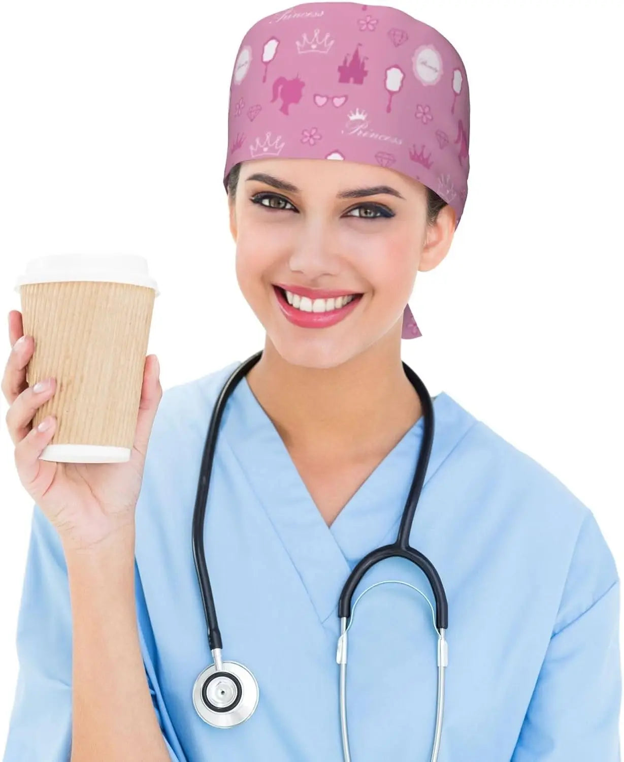 Japanese Wave Cherry Blossoms Working Cap Scrub Cap with Sweatband Adjustable Unisex Women Tie Back Hat Nurse  Caps