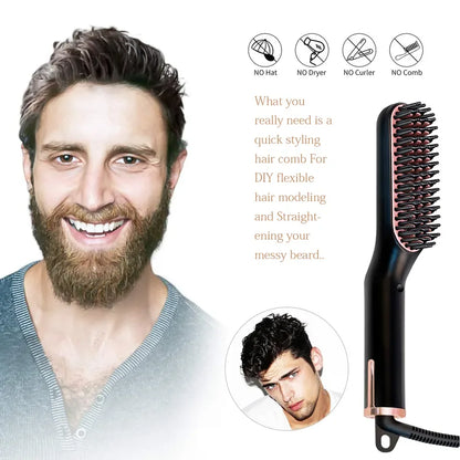 Unisex Hair Straightener Brush Hot Comb Wireless Beard Straightener for Men Beard Comb Hair Curler Styling Tool Straightening