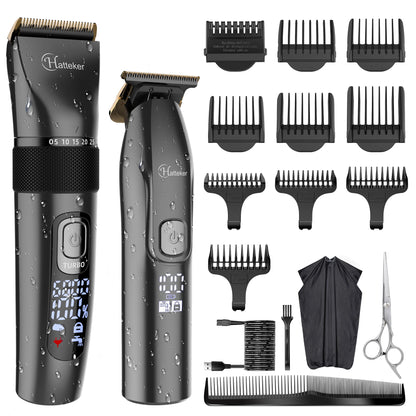 Hatteker Men's Hair Clipper Set 2 Rechargeable Electric Shaver Body Hair Trimmer Professional Hair Cutting Machine for Men