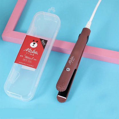 2 in 1 Cartoon Portable Traveling Bangs Hair Splint Heating Curler Ceramic Plate Ionic Mini Flat Iron Hair Straightener