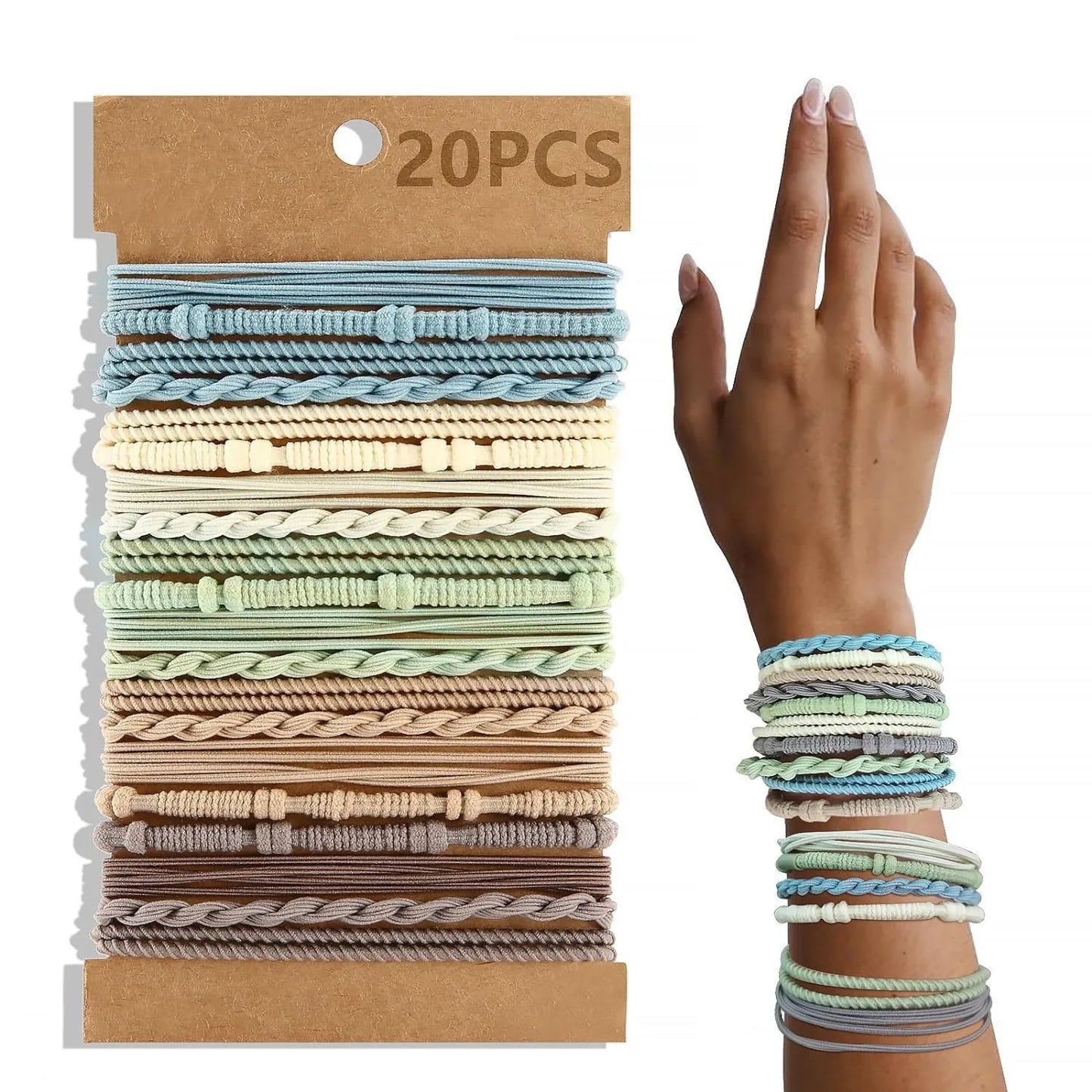 20 pcs Boho bracelet hair ties for women elastic hair rubber bands girls black Bracelet  hair rope Ponytail Holder hairbands