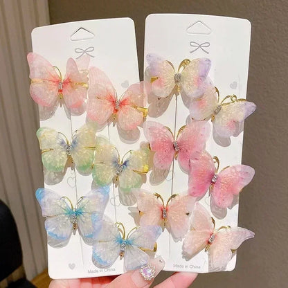 2/6Pcs Colorful Butterfly Hairpins Girl Hair Clips Barrettes Women Sweet Hair Ornament Rainbow Headwear Fashion Hair Accessories