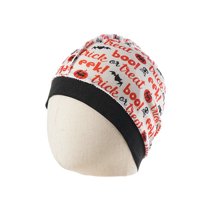 2024 New Halloween Print Kids Silky Dome Wave Cap Silky Satin Kids Bonnet Hair Cover Hat Night Sleep Cap Hair Accessories Hat