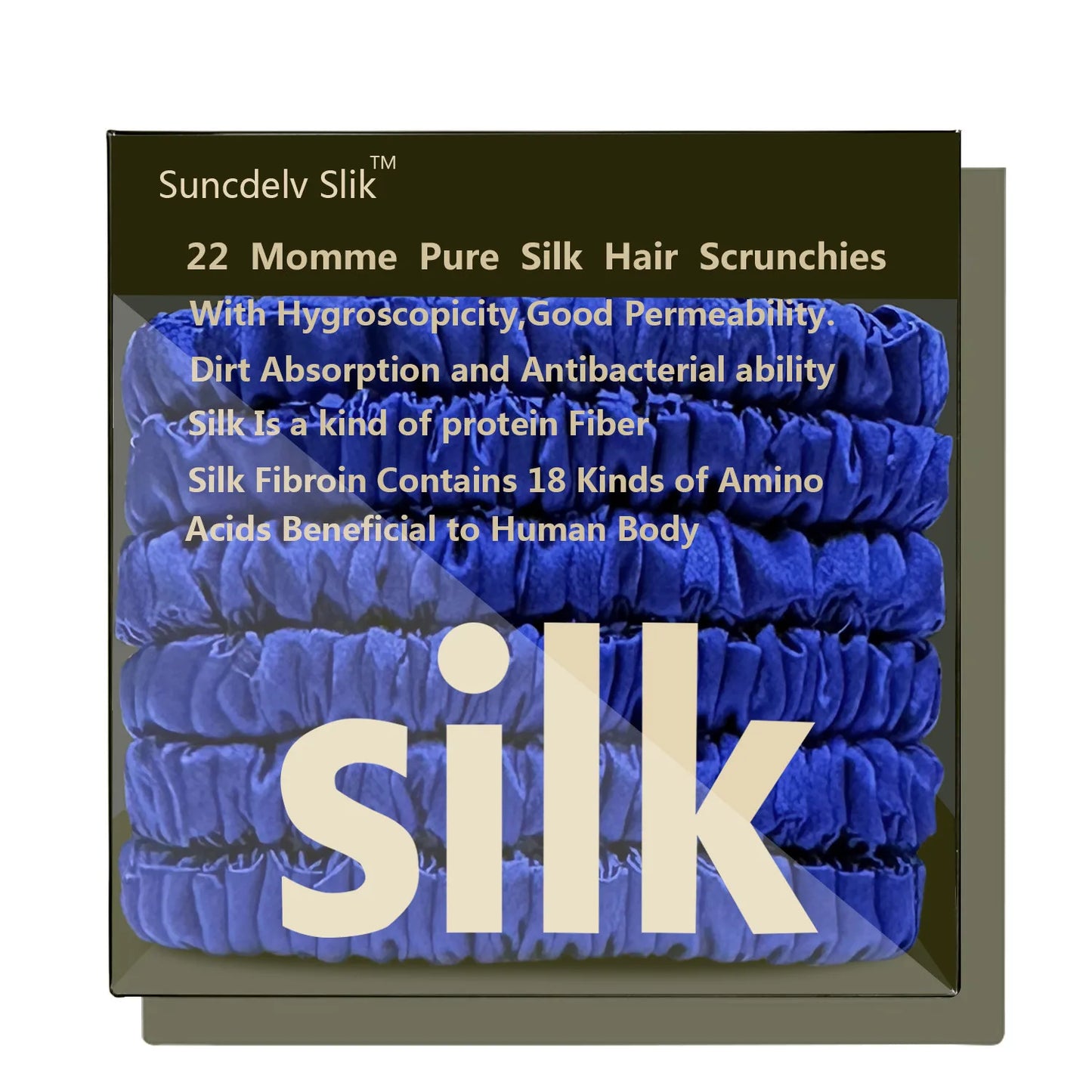 100% Pure Mulberry 6A Silk Hair Scrunchie Handmade Hairbands Women Girl Hair Accessories Pure Color Natural HairTies Box 6PCS