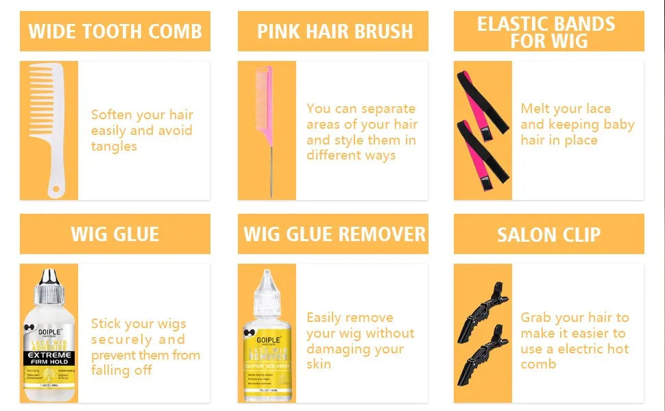 GOIPLE Electrical Heat Hair Straightener Hot Pressing Brush Styling Tool for Lace Front Wig Glue Hair Wax Stick Melting Spray