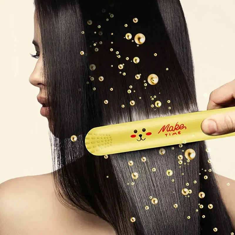 2 in 1 Cartoon Portable Traveling Bangs Hair Splint Heating Curler Ceramic Plate Ionic Mini Flat Iron Hair Straightener