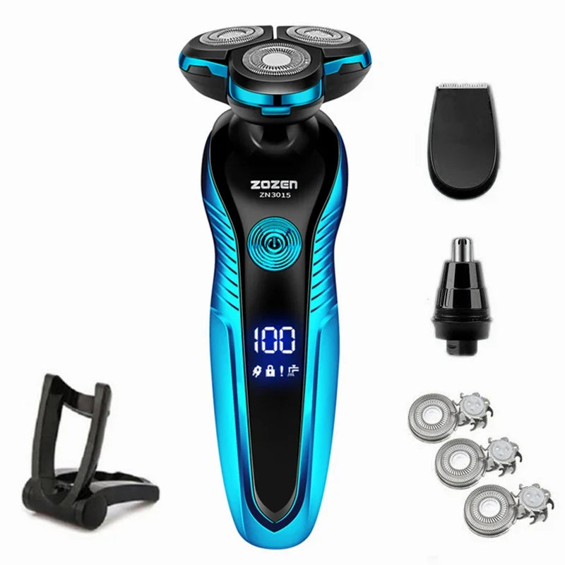 ZOZEN Electric Shaver Washable Rechargeable Electric Razor Shaving Machine for Men Body Hair Beard Trimmer Wet-Dry Use Washable