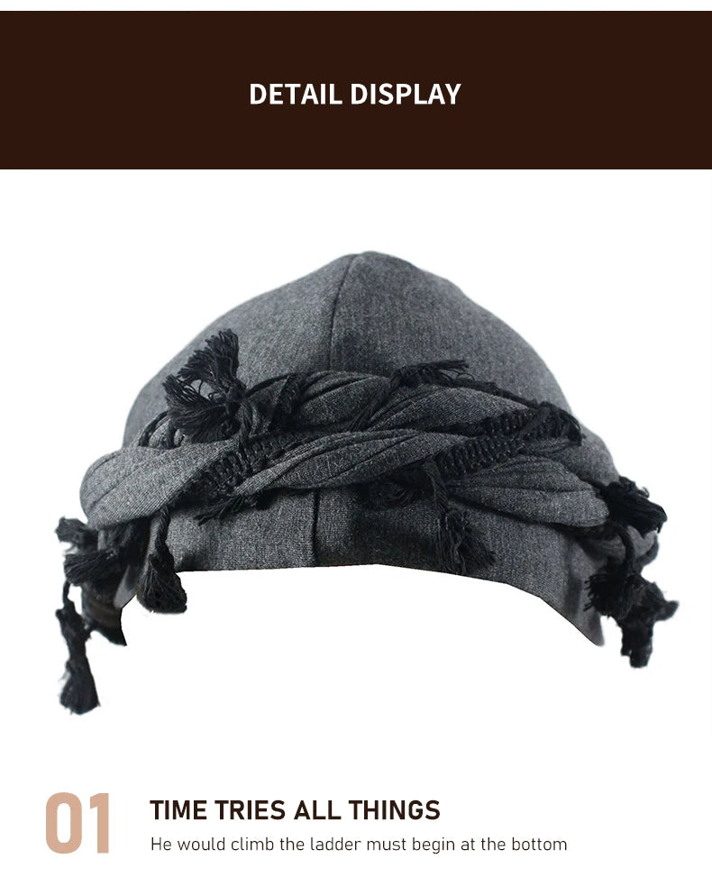 Men Braid Hat Turban Durag Wave Cap Halo Lined Hat for Men Women Head Wraps Cap with Tassel Elastic Pre Tie Waves Braids Cap