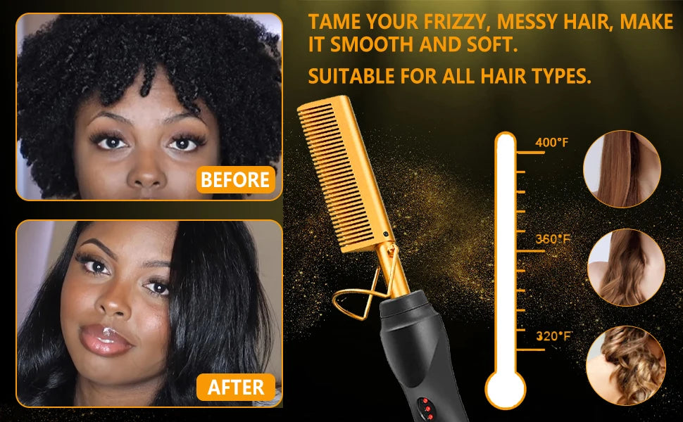 GOIPLE Electrical Heat Hair Straightener Hot Pressing Brush Styling Tool for Lace Front Wig Glue Hair Wax Stick Melting Spray