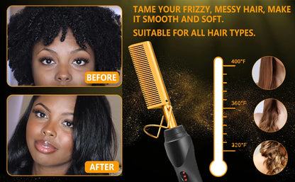 GOIPLE Electrical Heat Hair Straightener Hot Pressing Brush Styling Tool for Lace Front Wig Glue Hair Wax Stick Melting Spray