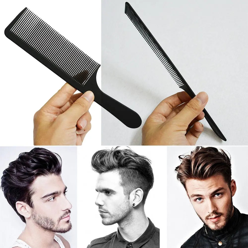1PC Black Flattop Hair Cutting Comb Heat Resistant Hair Cutting Tool Hairdressing Hair Stylist Salon Carbon Antistatic Combs