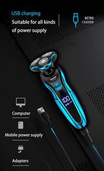 ZOZEN Electric Shaver Washable Rechargeable Electric Razor Shaving Machine for Men Body Hair Beard Trimmer Wet-Dry Use Washable