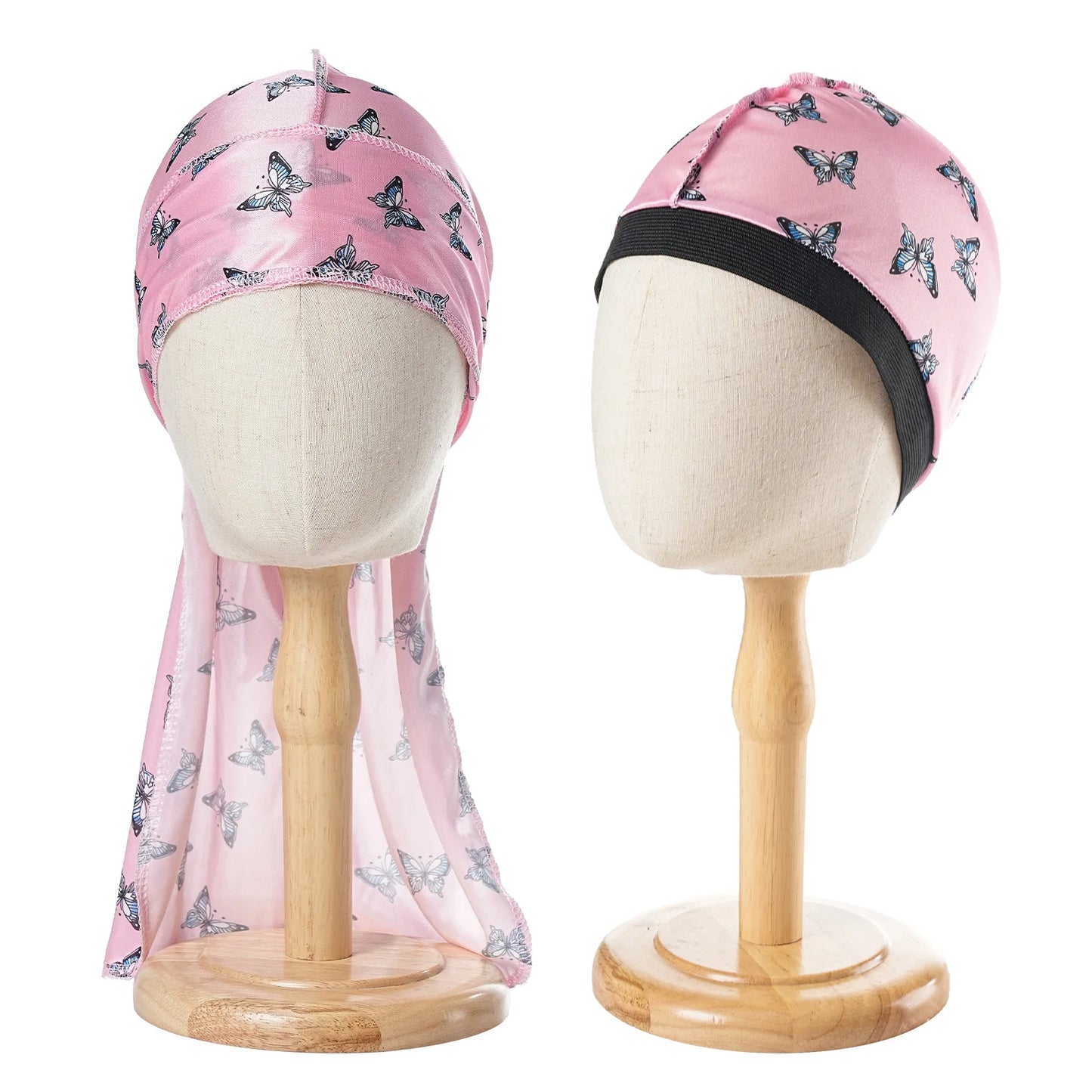 Unisex 2PCS/Set Printed Wave Caps With Durag for Men Women Head Wrap Beanie Turban Cap Headwrap Bonnet Hair Accessories Bandanas