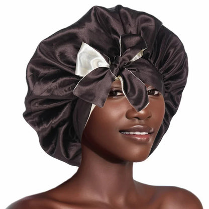 Double Layer Satin BonnetLarge Satin Bonnet Bonnet Hair Bonnet for Sleeping, Reusable Adjusting Hair Care Wrap Cap Sleep Caps Fo