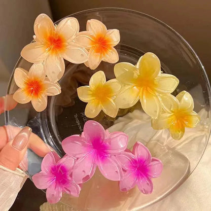 New Candy Color Flower Hair Claw Clips for Women Sweet Large Gradient Shark Clip Hair Claw Crab Clamp Barrettes Hair Accessories