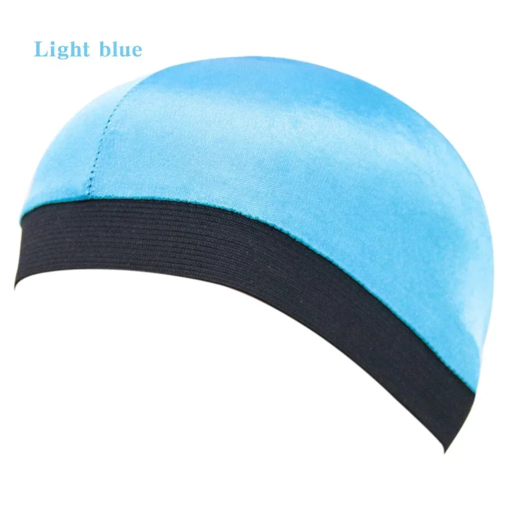 Satin Elastic Breathable Turban Hat Hair Headwear Bonnets Hats for Fedoras Beanie for Adult Dome Wave Cap