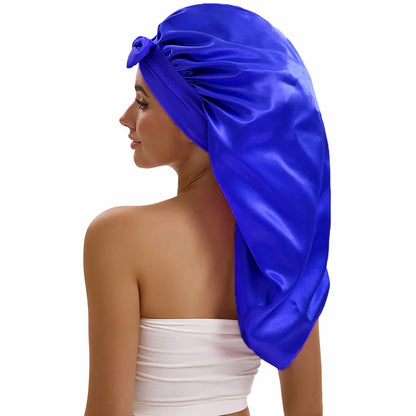 Women Long Tail Satin Hair Bonnet, Color Elastic Band Hair Care Hat, Bonnet for Hair Treatment Bonnet Satin Bonnet