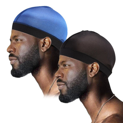 2PCS/LOT Silky Dome Wave Cap Elastic Bandanas Unisex Wig Cap Night Sleep Headcover Cancer Hair Loss Chemo Cap Hair Accessories